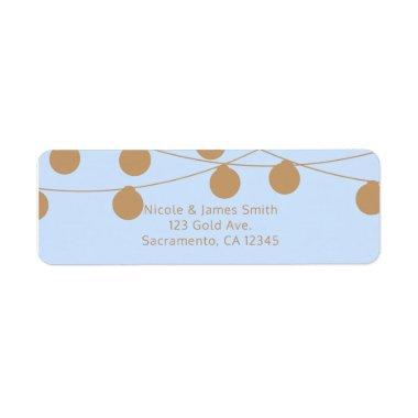 Blue & Gold Modern String Lights Shower Invitations Label