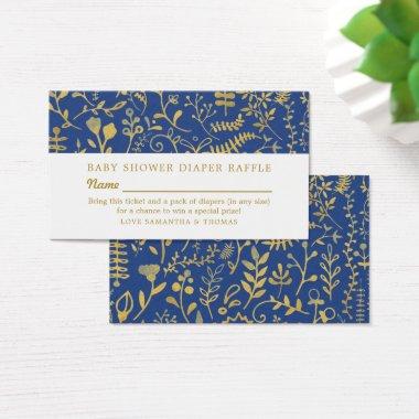 Blue & Gold Oriental Floral, Diaper Raffle Ticket