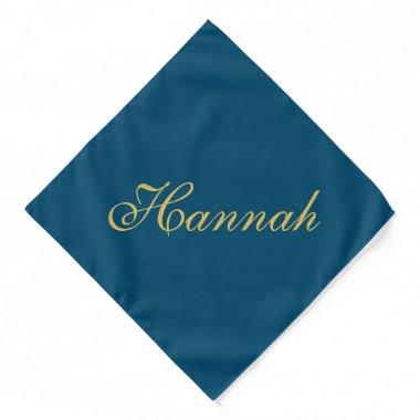 Blue Gold Professional Trendy Minimalist Name Bandana