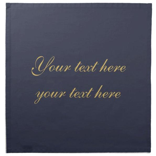 Blue Gold Professional Trendy Minimalist Own Text Cloth Napkin