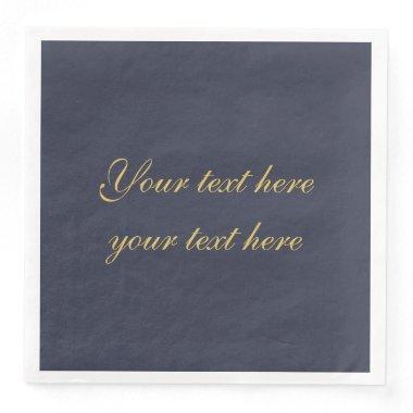 Blue Gold Professional Trendy Minimalist Own Text Paper Dinner Napkins