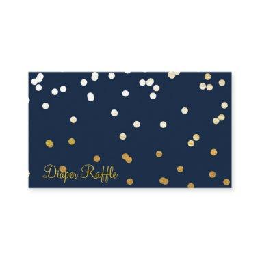 Blue & Gold Shiny Confetti Dots Diaper Raffle Enclosure Invitations