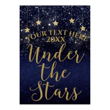 Blue & Gold Under the Stars Starry Night Party Poster