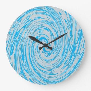 Blue Gray Gray Swirls Abstract Beach House Decor Large Clock