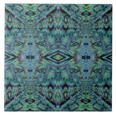 Blue Green Abstract Design Ceramic Tile