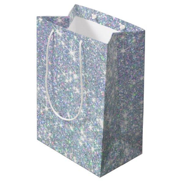 Blue Green Glitter Stars Confetti Medium Gift Bag