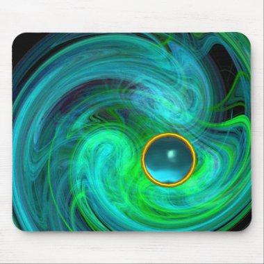 BLUE GREEN LIGHT VORTEX WITH AQUAMARINE GEMSTONE MOUSE PAD