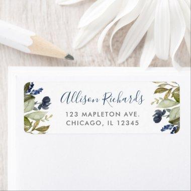 Blue greenery foliage floral label