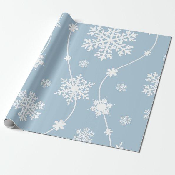 Blue Grey Snowflakes Winter Wonderland Holiday Wrapping Paper