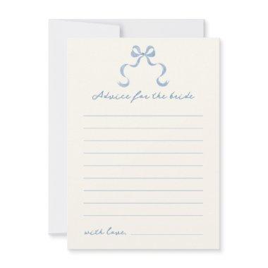 Blue Hand Drawn Bow Bridal Shower Advice Card