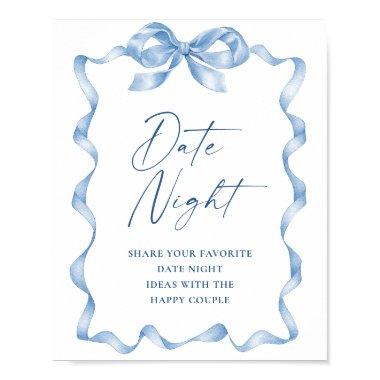 Blue Hand Drawn Bow Date Night Ideas Wedding Poster