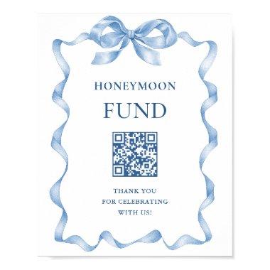 Blue Hand Drawn Bow Wedding Honeymoon Fund Poster