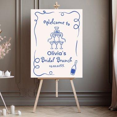 Blue Hand Drawn Whimsical Bridal Brunch Shower Foam Board
