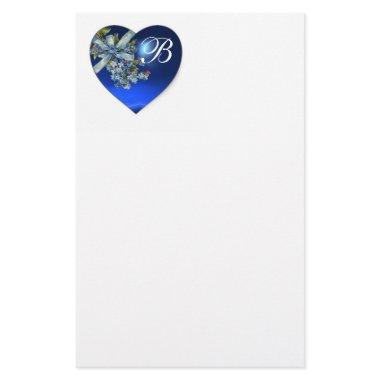 BLUE HEART & FORGET ME NOTS MONOGRAM STATIONERY