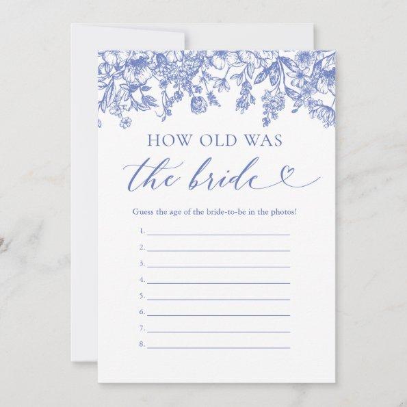 Blue How Old Was the Bride Bridal Shower Game Invitations