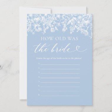 Blue How Old Was the Bride Bridal Shower Game Invitations