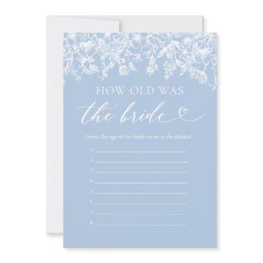 Blue How Old Was the Bride Bridal Shower Game Invitations