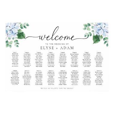 Blue Hydrangea 16 Table Seating Chart Poster