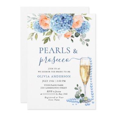 Blue Hydrangea Blush Pink Roses PEARLS & Prosecco