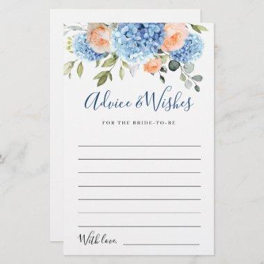 Blue Hydrangea Blush Roses Advice & Wishes Invitations