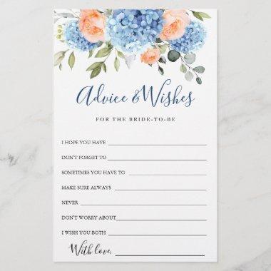 Blue Hydrangea Blush Roses Advice & Wishes Invitations