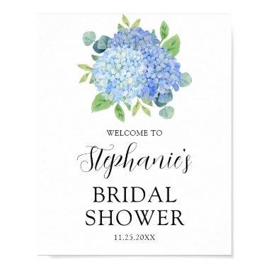 Blue Hydrangea Botanical Bridal Shower Welcome Poster