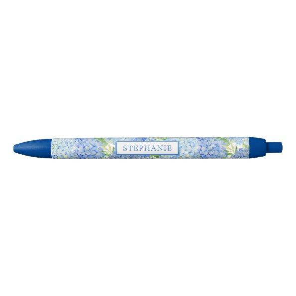 Blue Hydrangea Botanical Personalized Name pen
