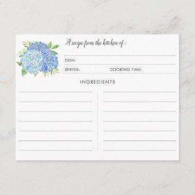 Blue Hydrangea Bouquet Botanical Recipe Invitations