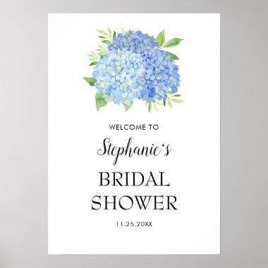 Blue Hydrangea Bouquet Bridal Shower Welcome Poster