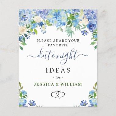 Blue Hydrangea Bridal Shower Date Night Idea Invitations