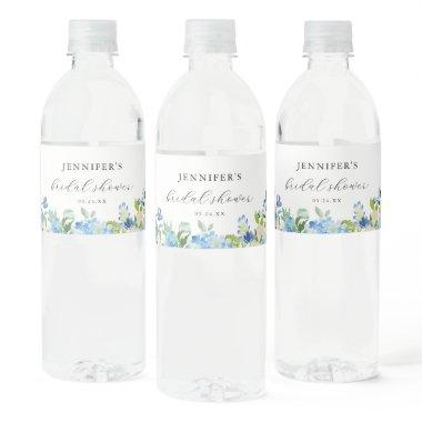 Blue Hydrangea Bridal Shower Favors Water Bottle Label