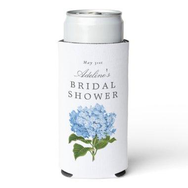 Blue Hydrangea Bridal Shower Party Seltzer Can Cooler