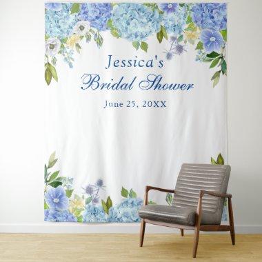 Blue Hydrangea Bridal Shower Photo Booth Backdrop