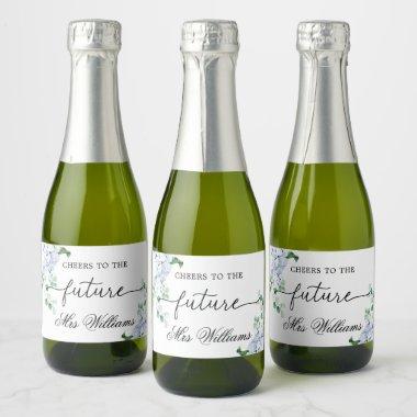 Blue Hydrangea Bridal Shower Sparkling Wine Favor Sparkling Wine Label