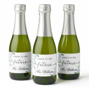 Blue Hydrangea Bridal Shower Sparkling Wine Favor Sparkling Wine Label