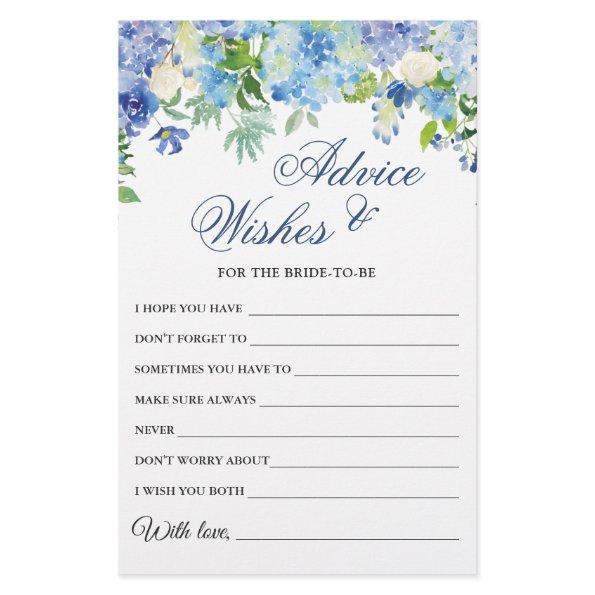 Blue Hydrangea Bridal Shower Wishes & Advice Card