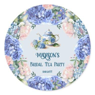 Blue Hydrangea Bridal Tea Party Classic Round Sticker