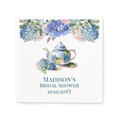 Blue Hydrangea Bridal Tea Party Napkins