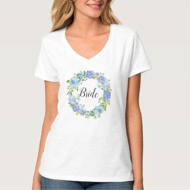 Blue Hydrangea Bride Wedding T- Shirts