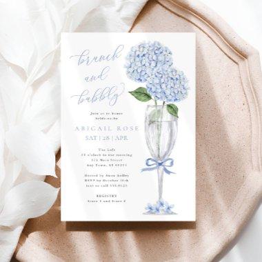 Blue Hydrangea Brunch and Bubbly Silver Champagne