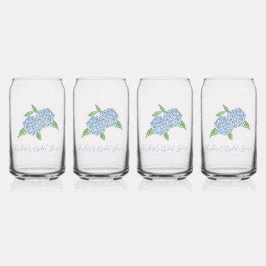 Blue Hydrangea Classic Coastal  Can Glass