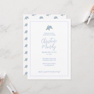 Blue Hydrangea Classic Coastal Bridal Shower Invitations