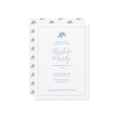 Blue Hydrangea Classic Coastal Bridal Shower Invitations