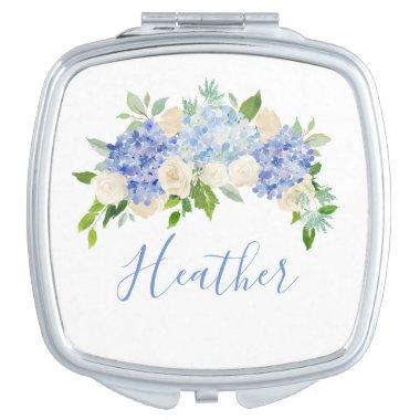 Blue Hydrangea Compact Mirror Bridal Party Gift
