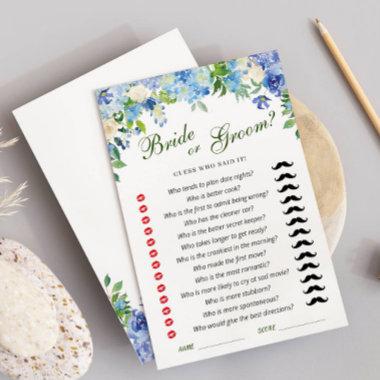 Blue Hydrangea Floral Bridal Shower Game Invitations