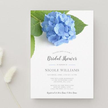 Blue Hydrangea Floral Bridal Shower Invitations