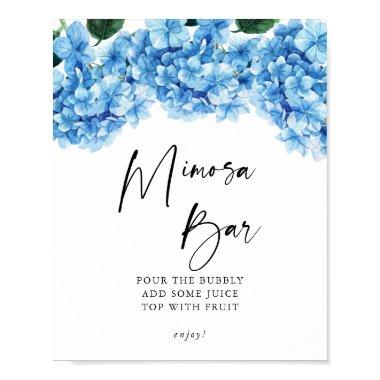 Blue Hydrangea Floral  Mimosa Bar Poster