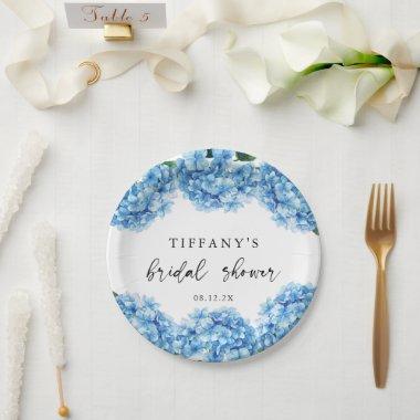Blue Hydrangea Floral  Paper Plates