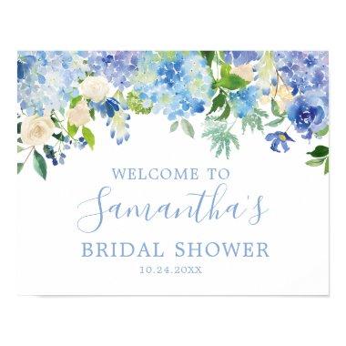 Blue Hydrangea Floral  Welcome Poster