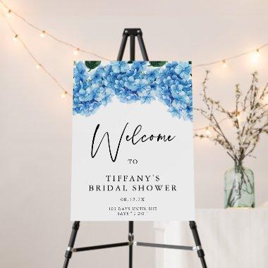 Blue Hydrangea Floral  Welcome Sign